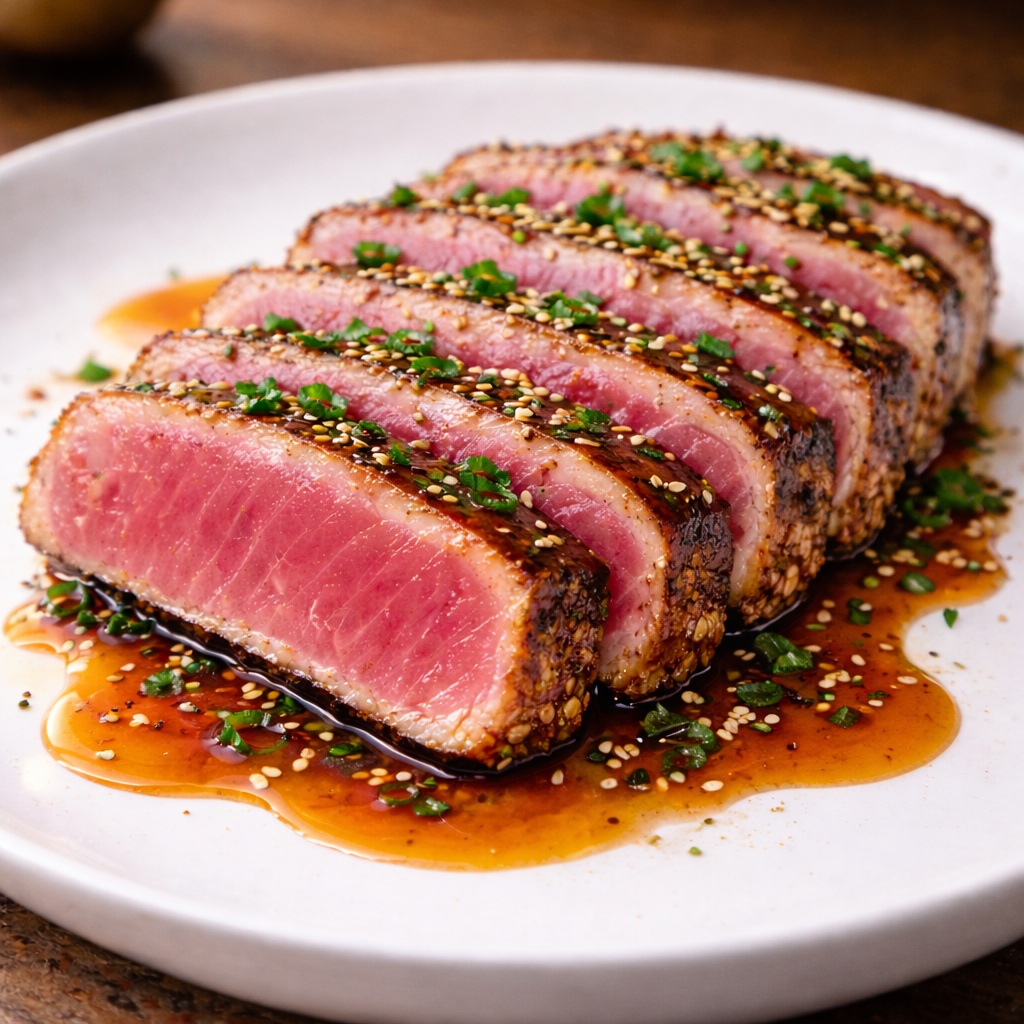 soy citrus seared tuna seared medium rare with bright citrus marinade